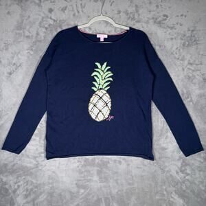 Lilly Pulitzer Pineapple Sequin Navy Sweater Women’s Small